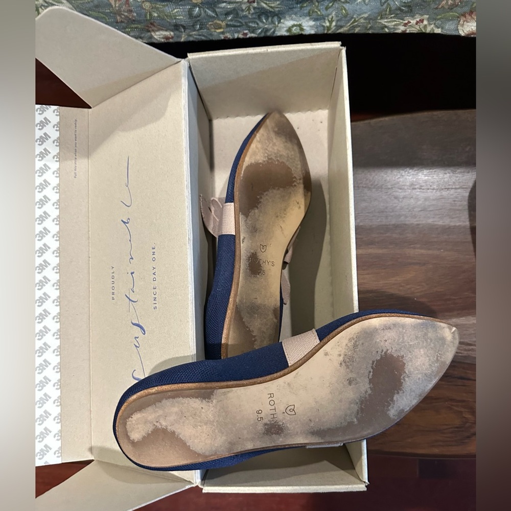 💙Rothy's💙 Sapphire/blue pointy toe Mary Jane flats with adjustable bow Sz 9.5🥿 - Picture 7 of 7